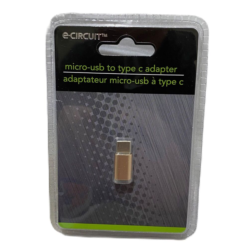 E Circuit Micro USB to Type C Adaptor Gold Tone and Silver Color Sealed
